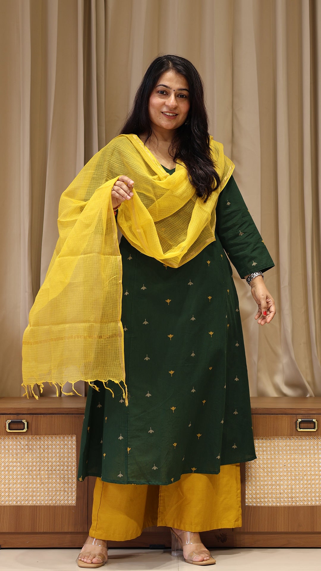Goonj Handwoven Cotton Kurta - Dark Green