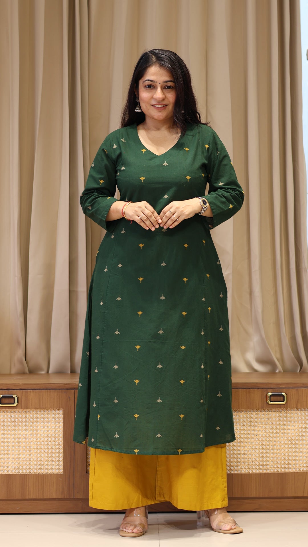 Goonj Handwoven Cotton Kurta - Dark Green
