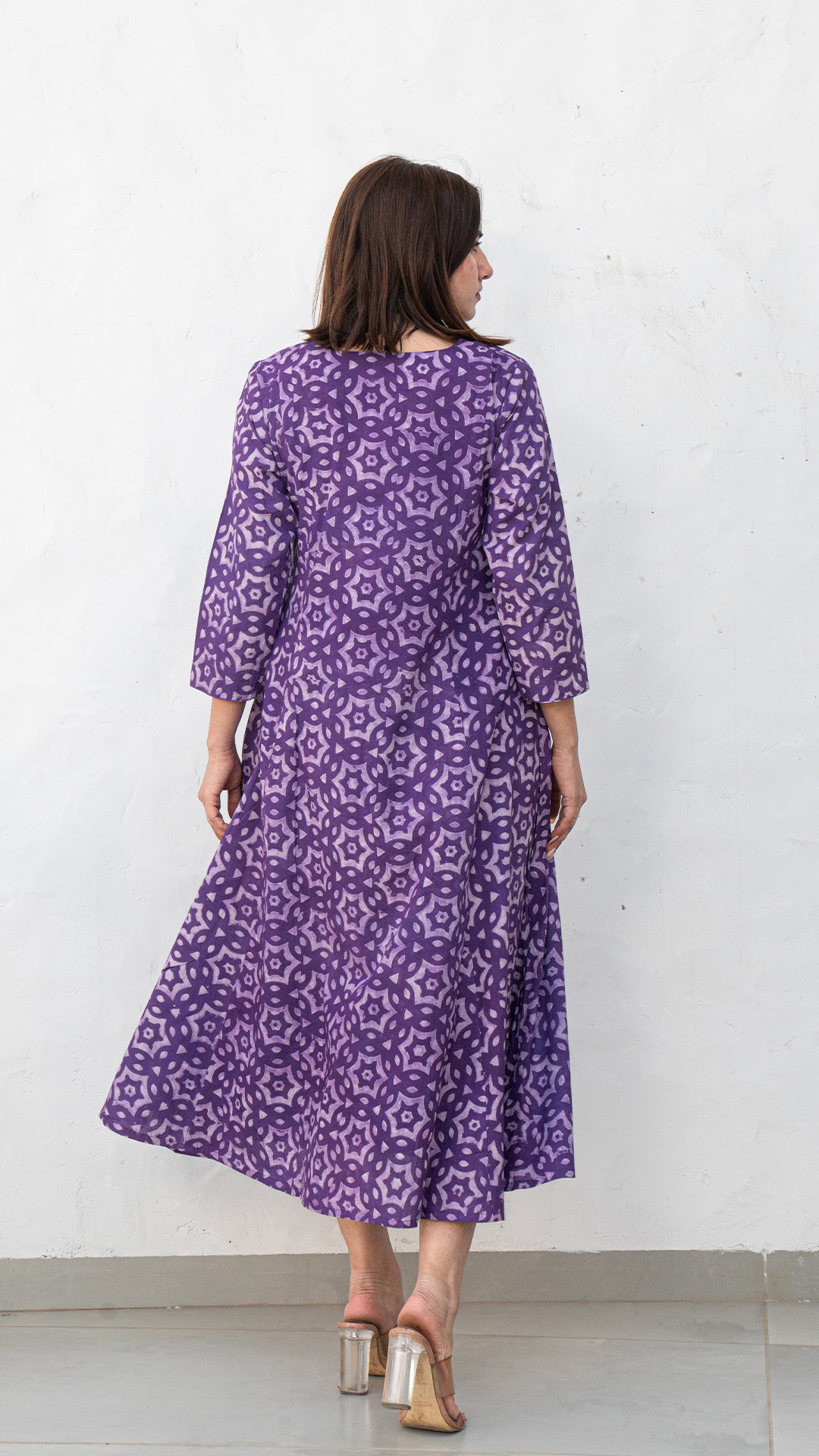 Zesha Dabu Dress In Cotton - Purple