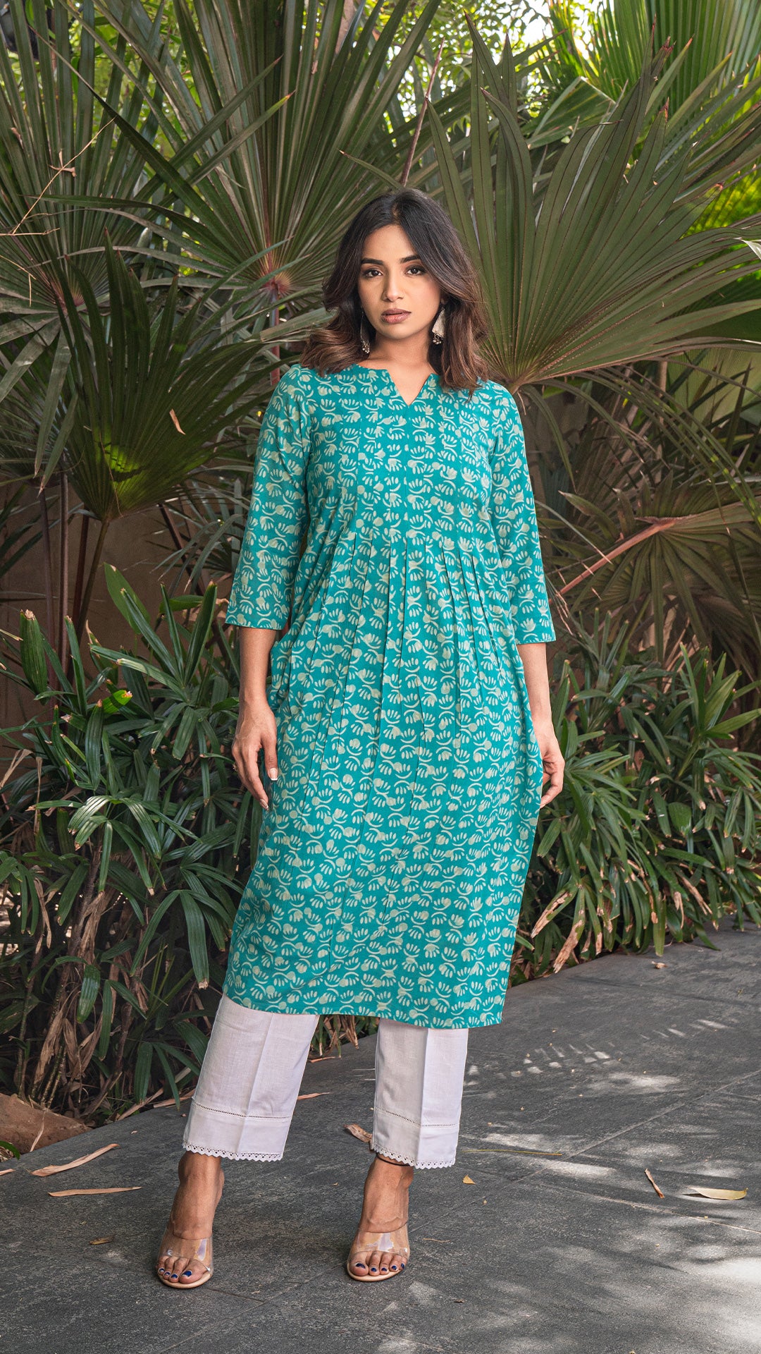 Meher Hand Block Cotton Kurta In Green