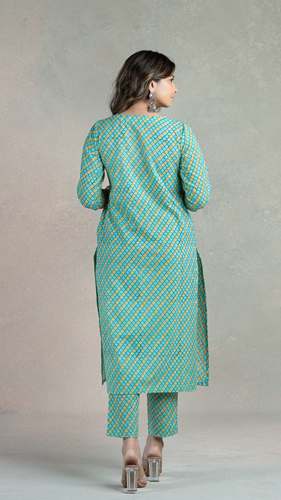 Krishna Sanganeri Hand Block Cotton Kurta In Green