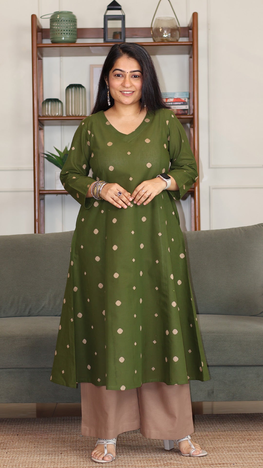 Avni Handwoven Cotton Kurta - Green