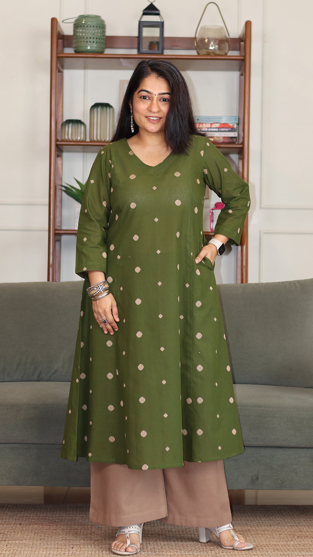Avni Handwoven Cotton Kurta - Green