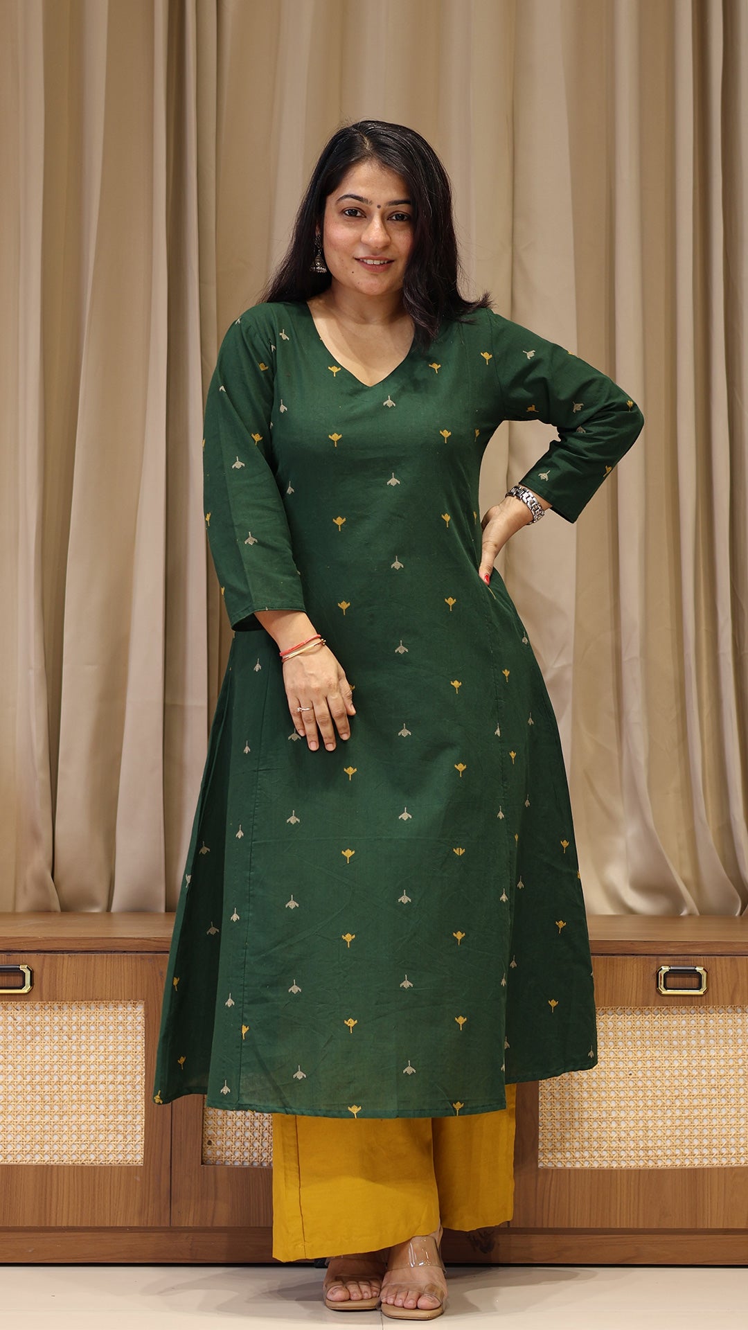 Goonj Handwoven Cotton Kurta - Dark Green
