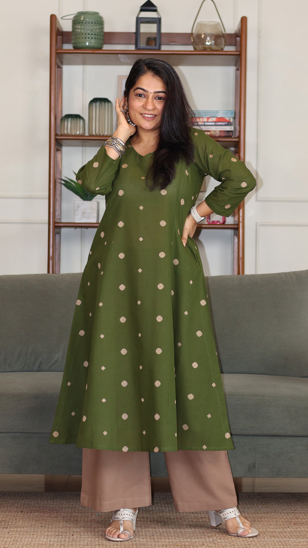 Avni Handwoven Cotton Kurta - Green