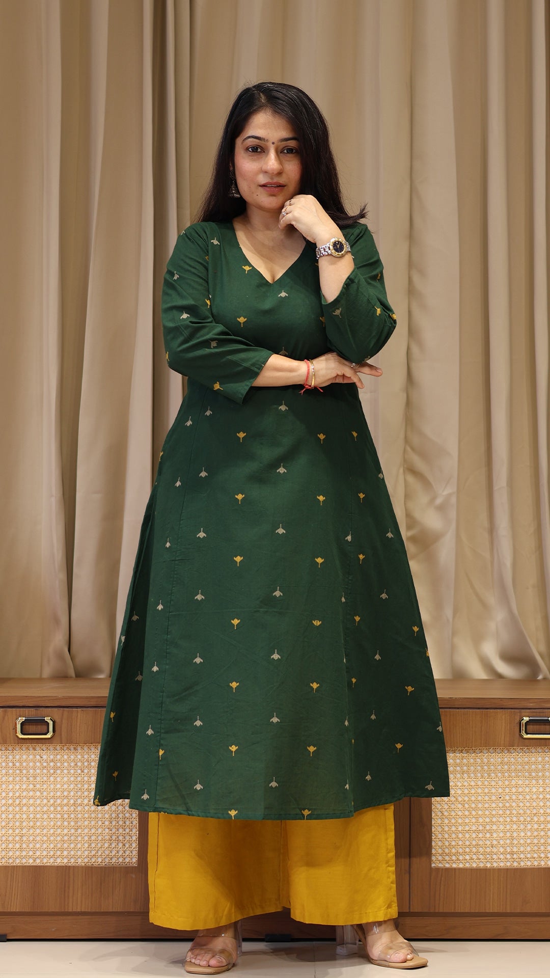 Goonj Handwoven Cotton Kurta - Dark Green