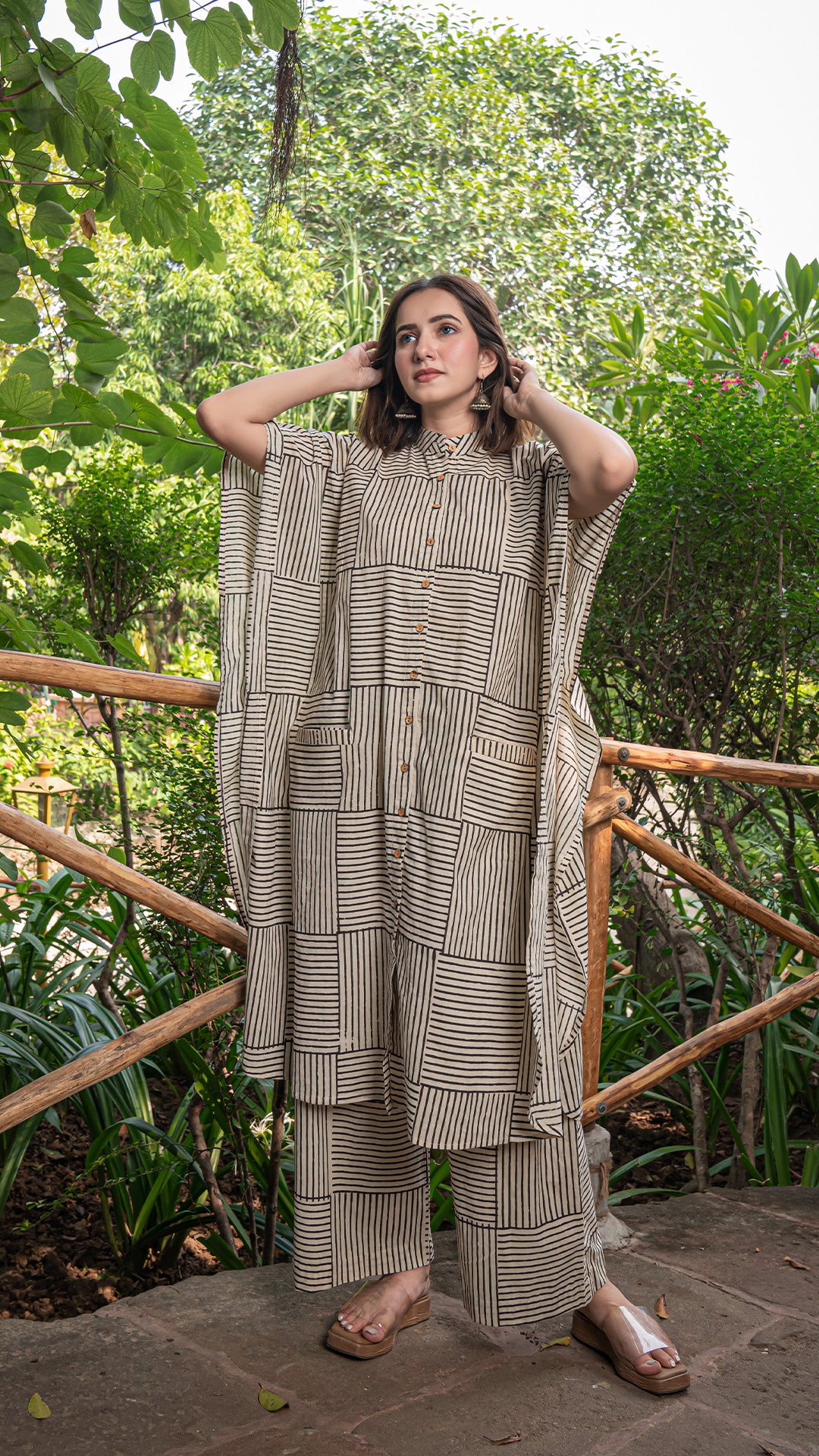 Alizeh Bagru Kaftan Co-ord Set In Cotton