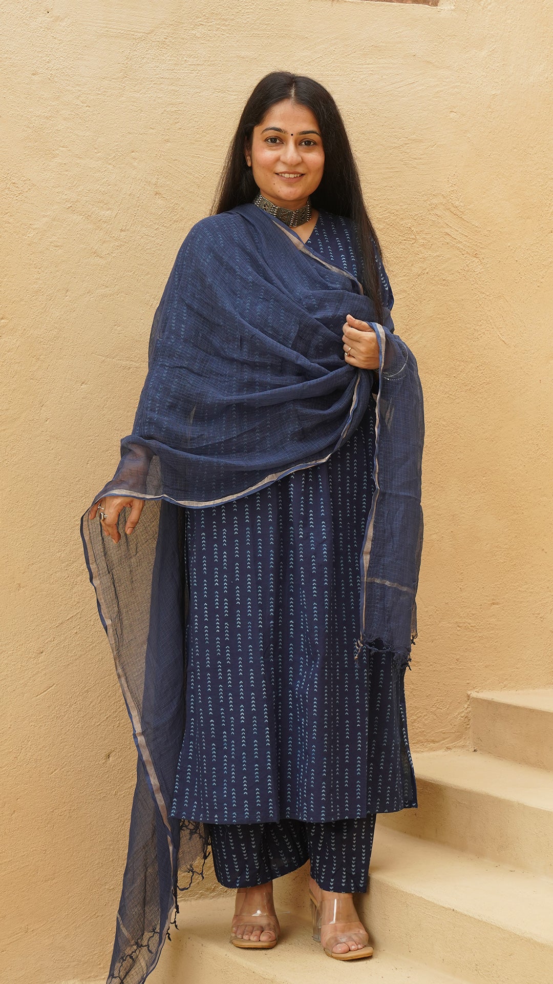 Meira Dabu Hand Block Kurta In Indigo