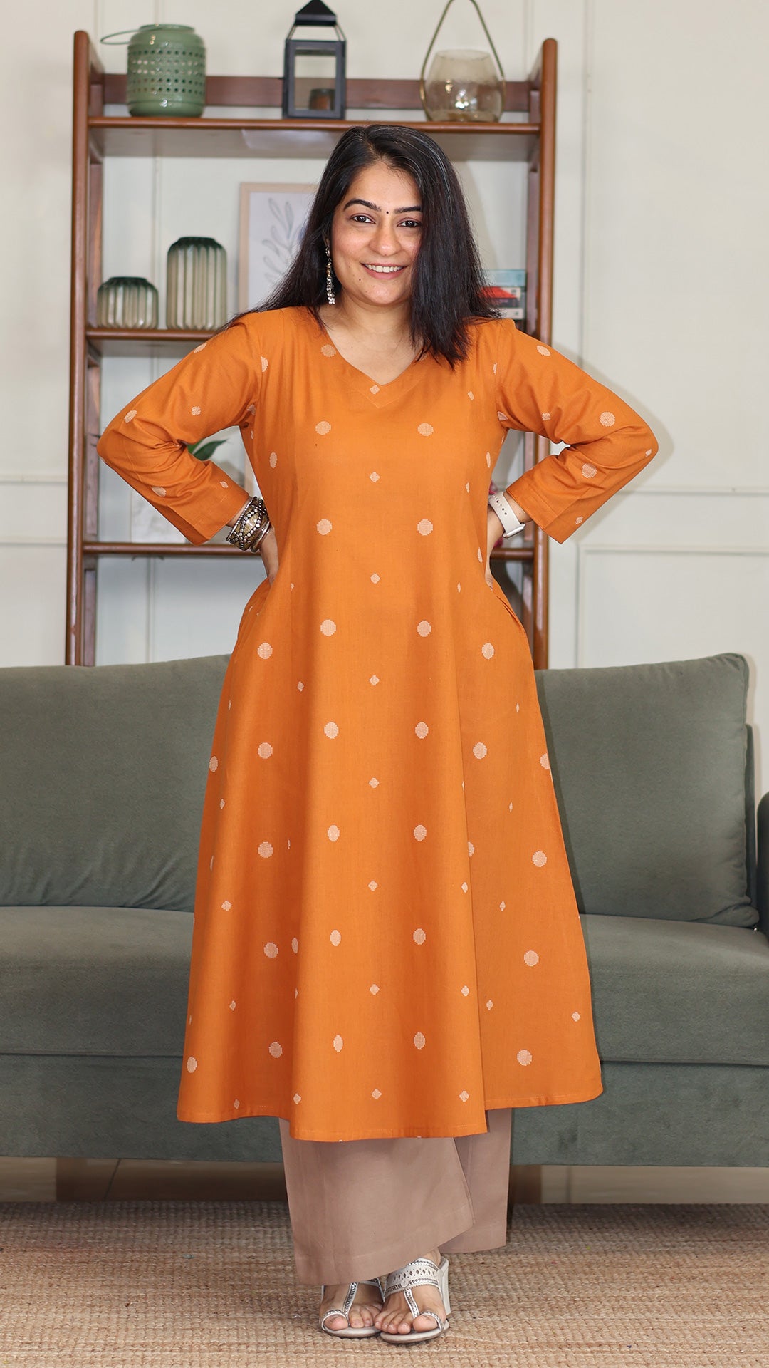 Shirali Handwoven Cotton Kurta - Mustard Yellow