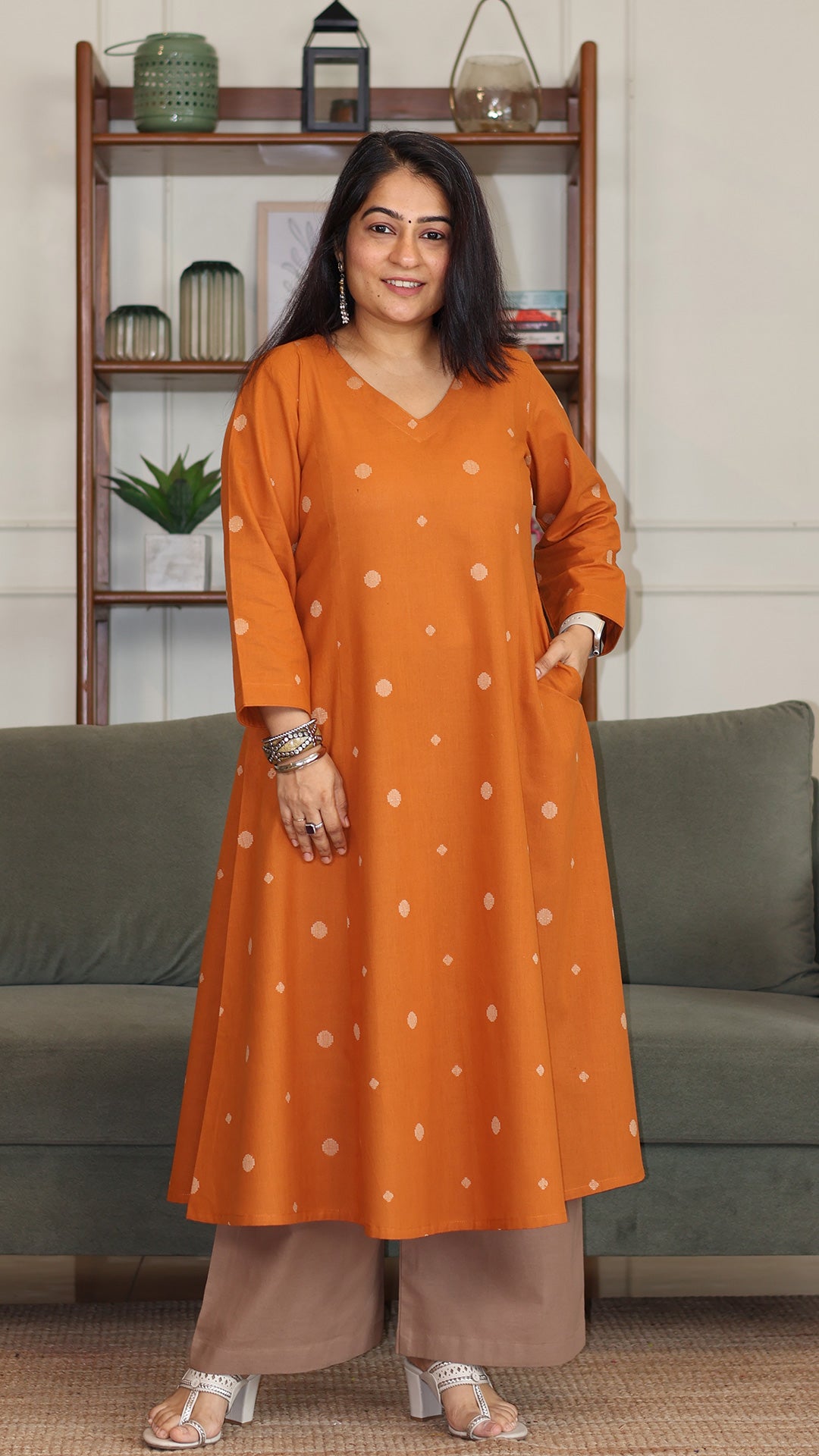 Shirali Handwoven Cotton Kurta - Mustard Yellow