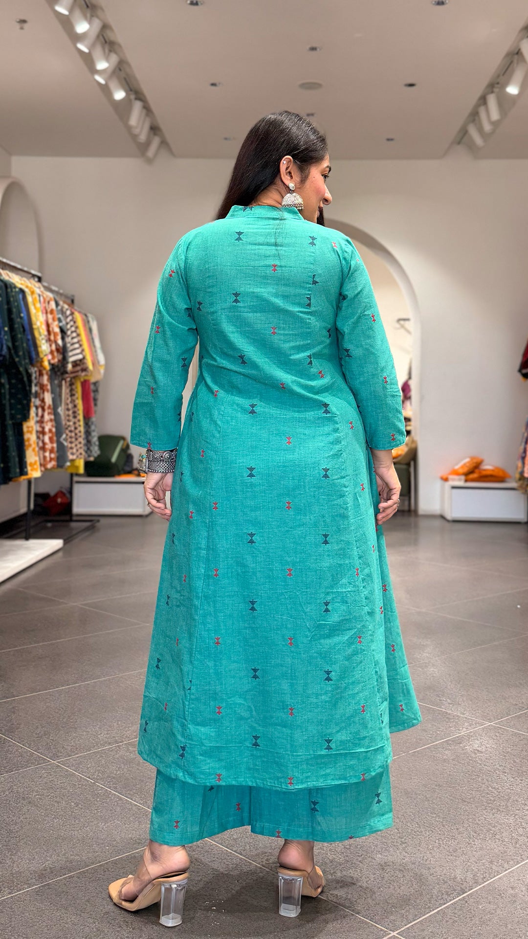 Iha Rama Green Hand Woven Cotton Kurta