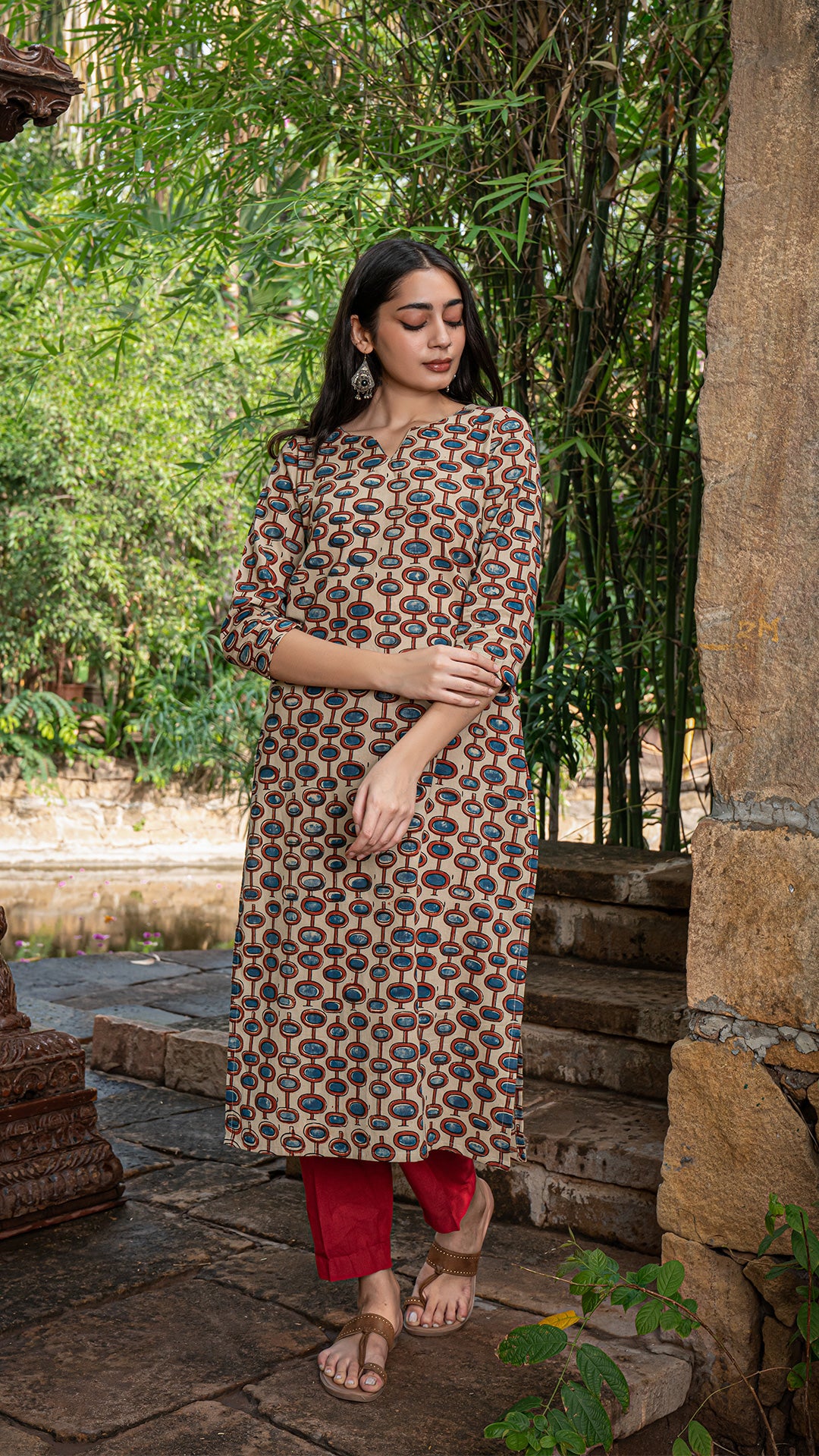 Aarohi Ajrakh Cotton Kurta - Off White