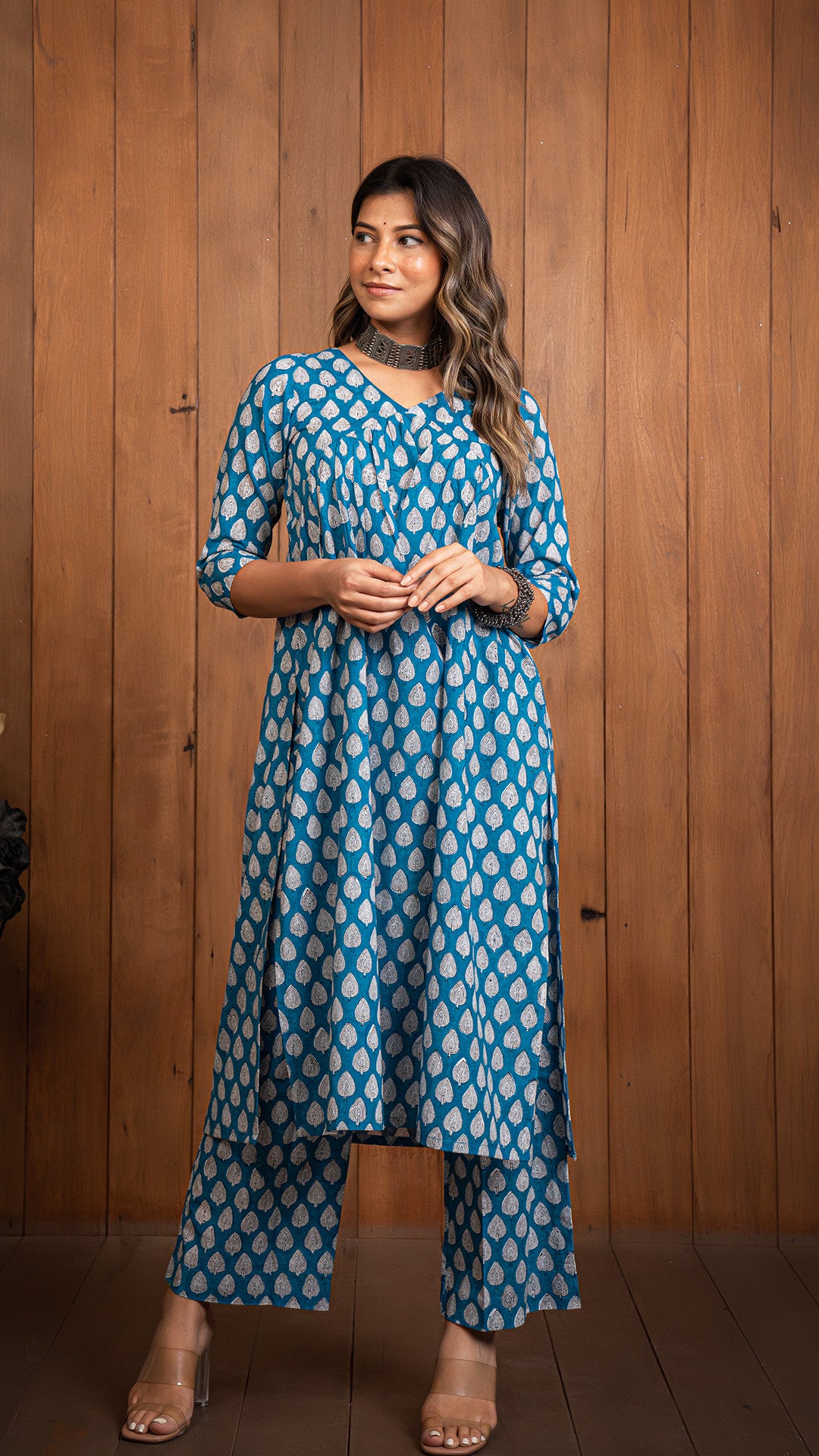 Ruhi Sanganeri Cotton Kurta - Blue