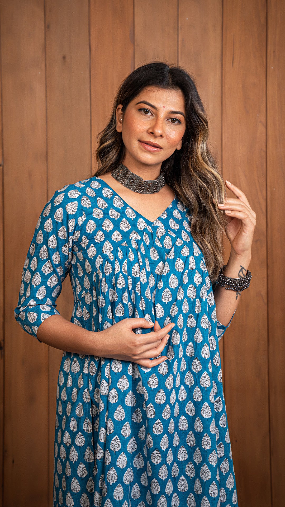 Ruhi Sanganeri Cotton Kurta - Blue