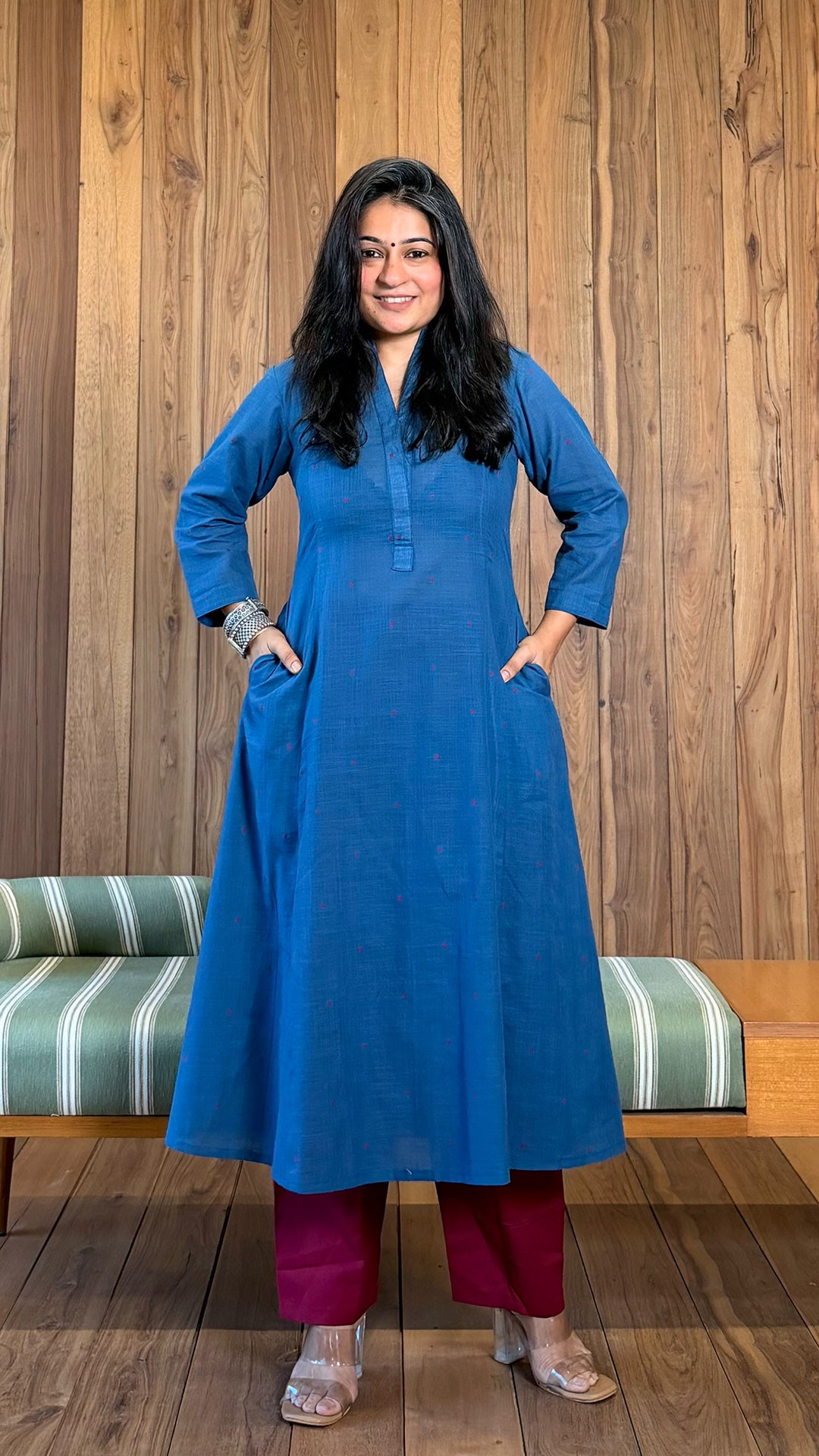 Myra Handwoven Cotton Kurta - Blue