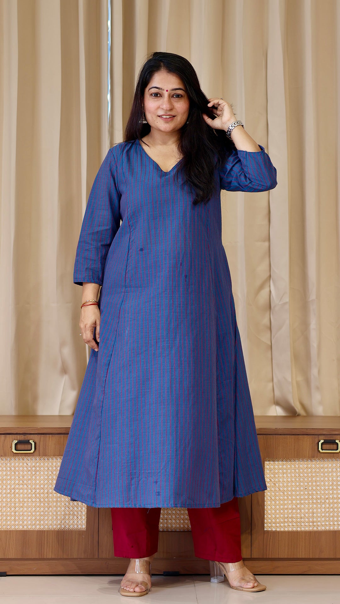 Blue Stripes Handwoven Cotton Kurta