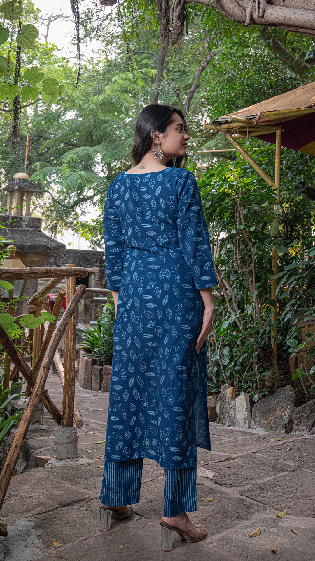 Amruta Dabu Cotton Kurta - Indigo