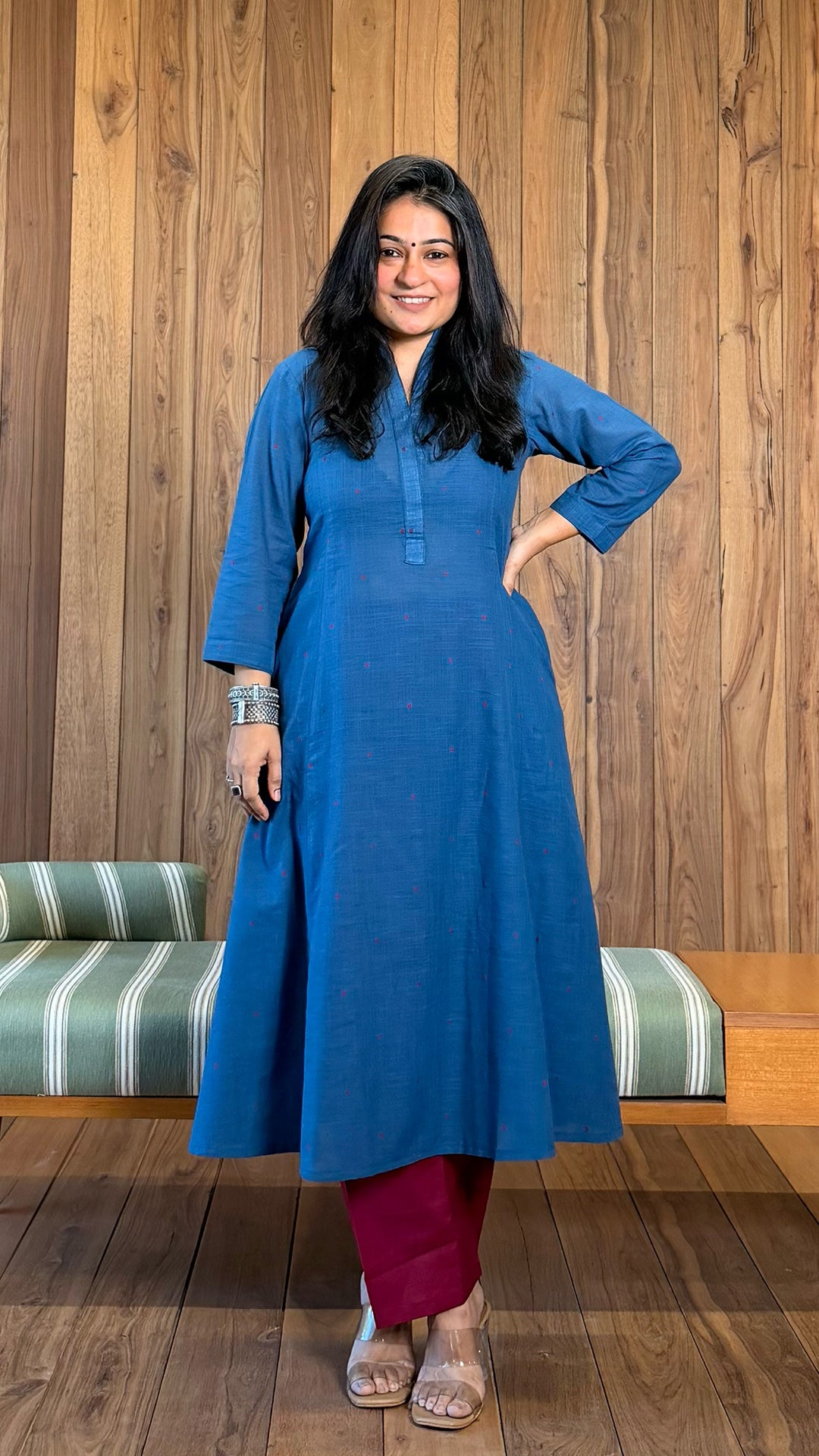 Myra Handwoven Cotton Kurta - Blue