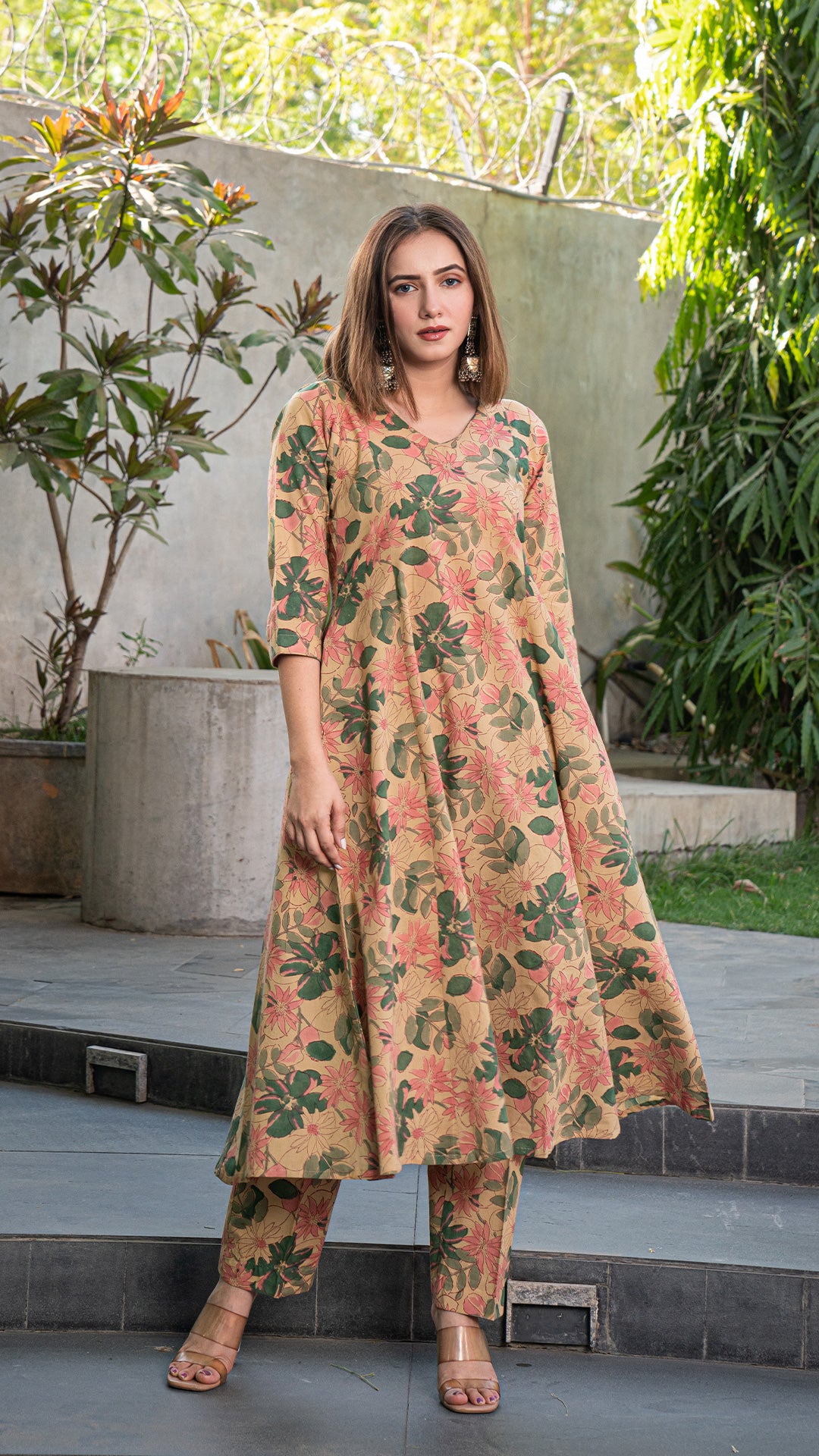 Floral Illusion Kali Cotton Kurta