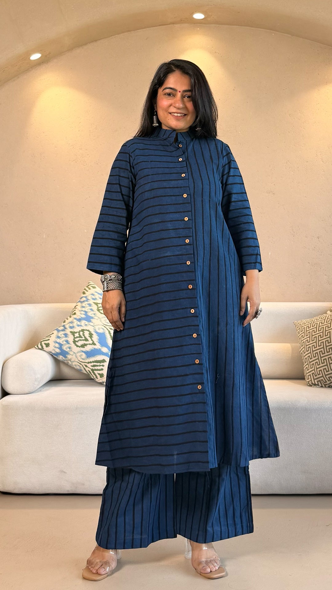 Indigo/Black Stripes Ajrakh Cotton Co-ord