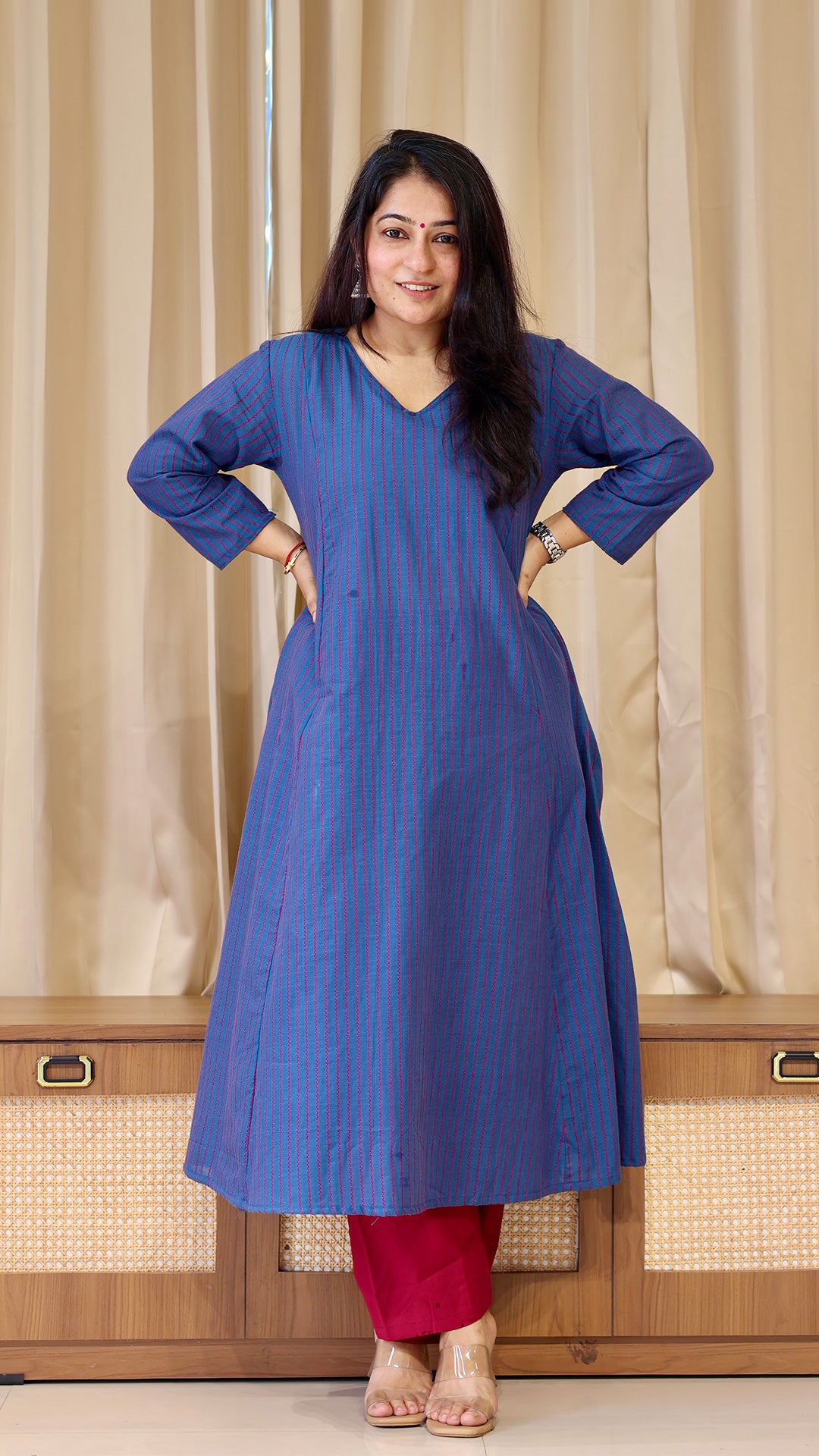 Blue Stripes Handwoven Cotton Kurta