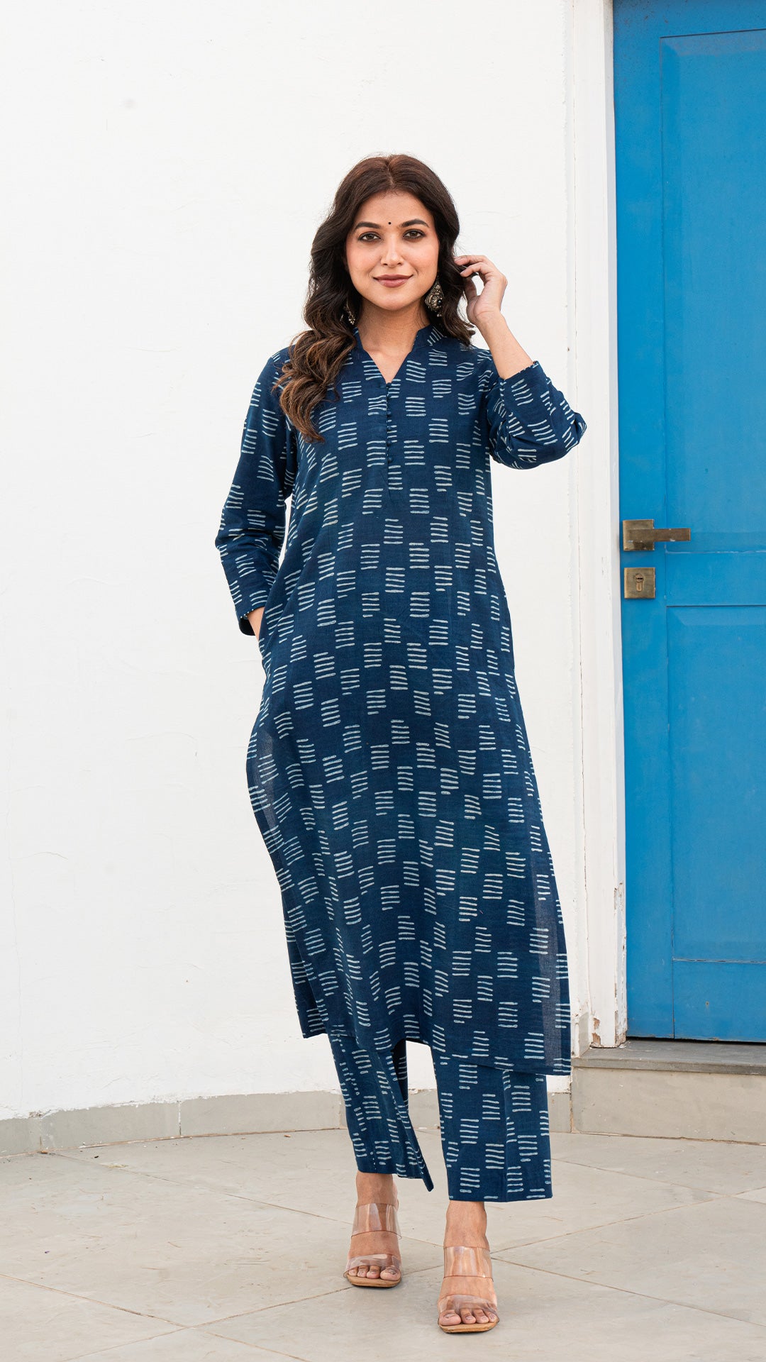 Saha Dabu Block Print Kurta In Indigo