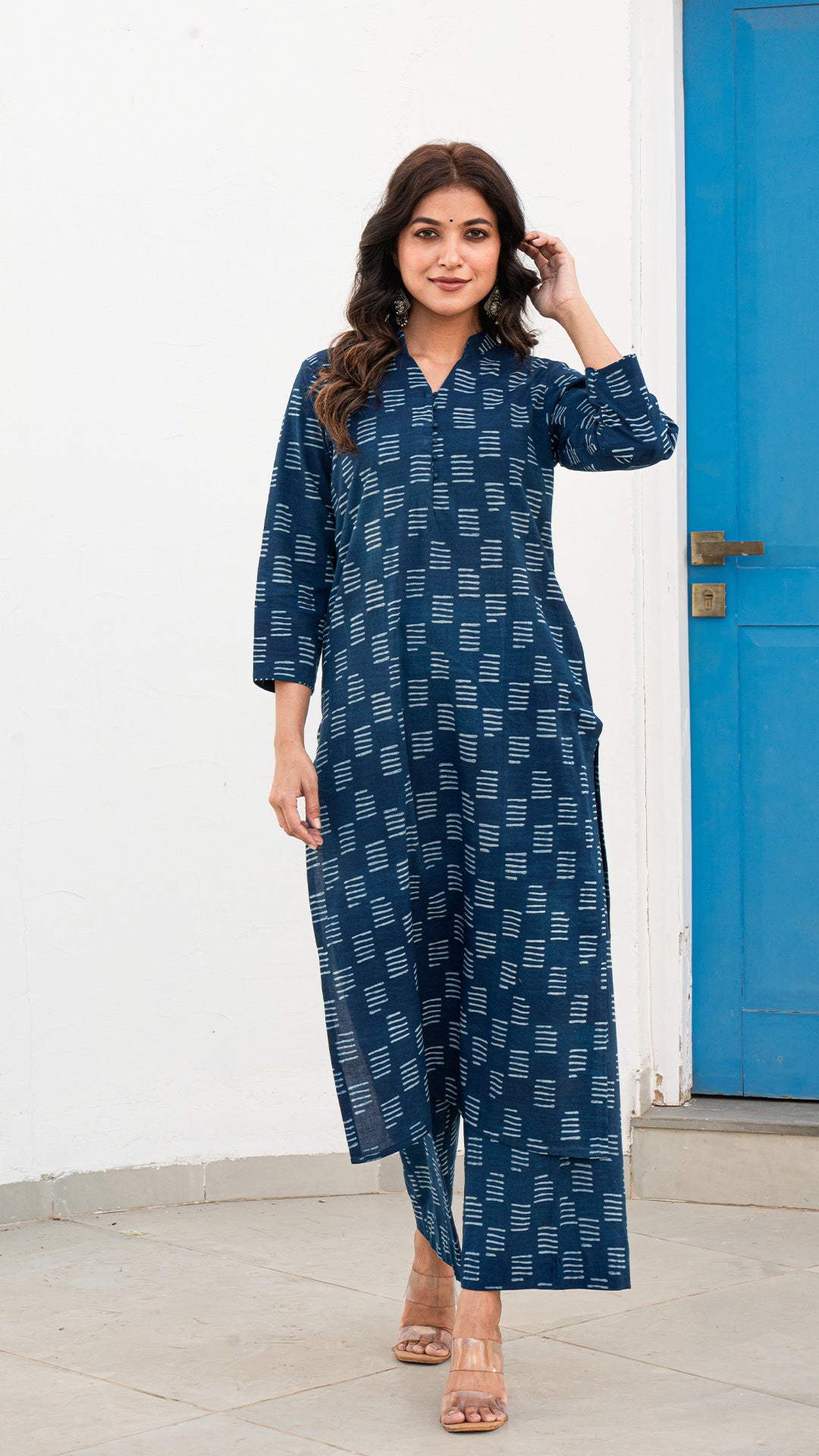 Saha Dabu Block Print Kurta In Indigo