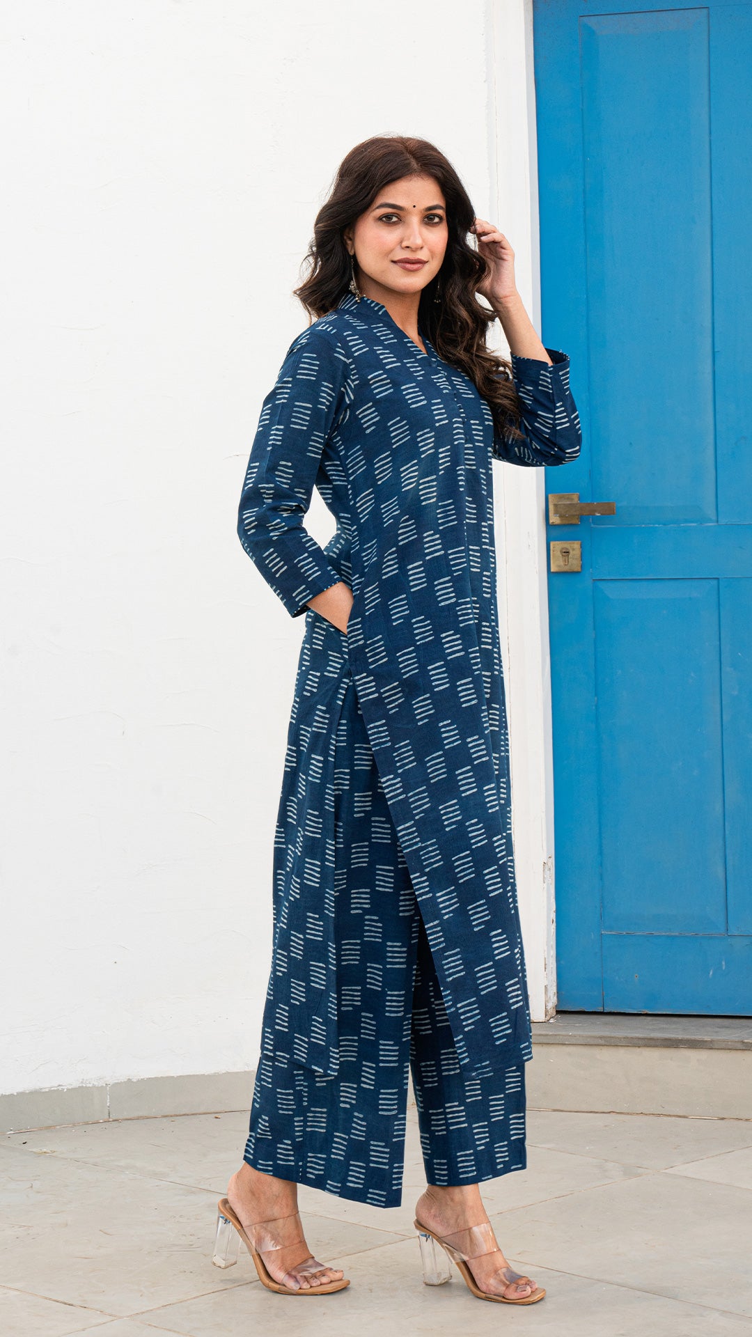 Saha Dabu Block Print Kurta In Indigo