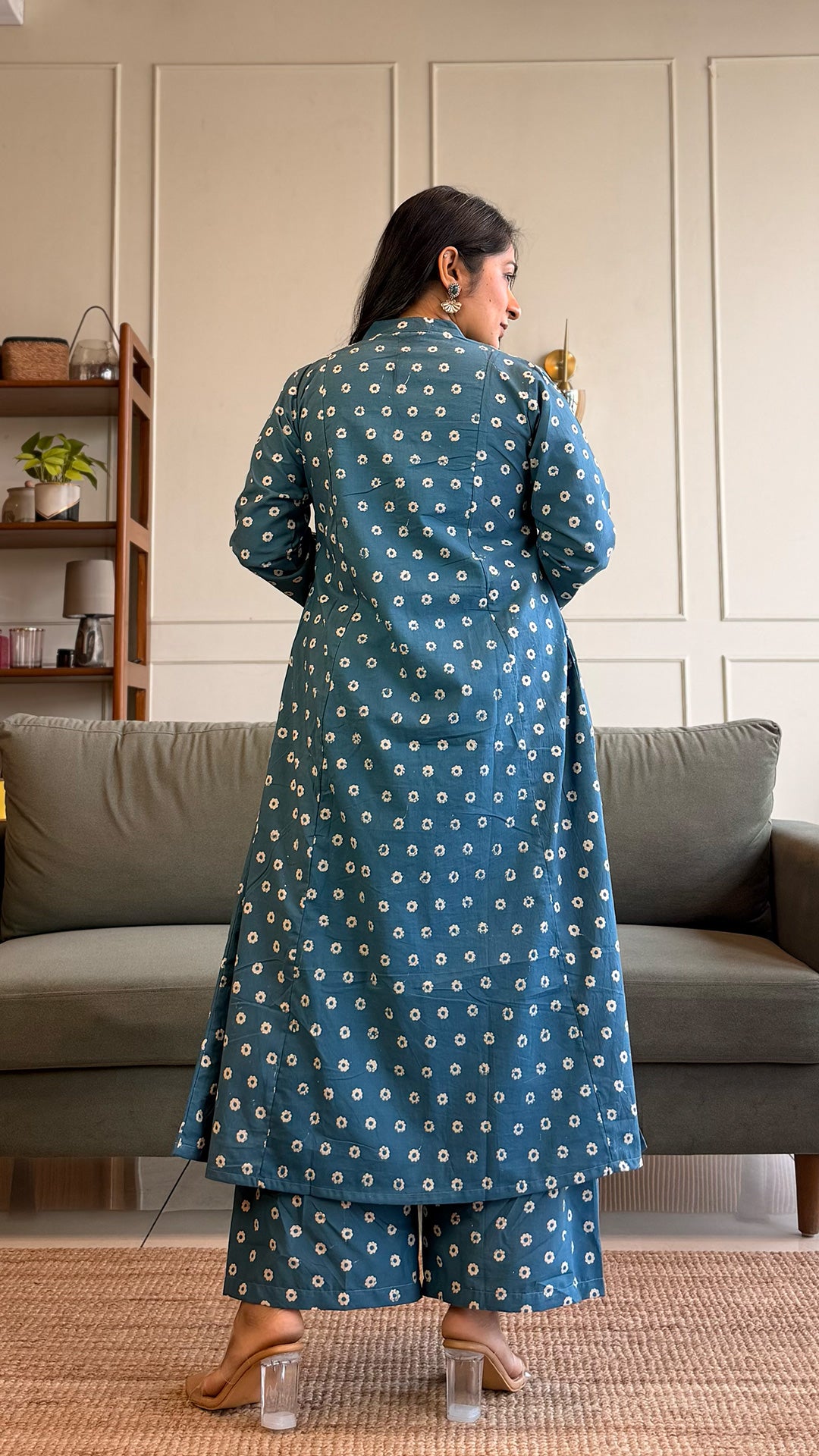 Rachael Kali Kurta In Cotton - Blue