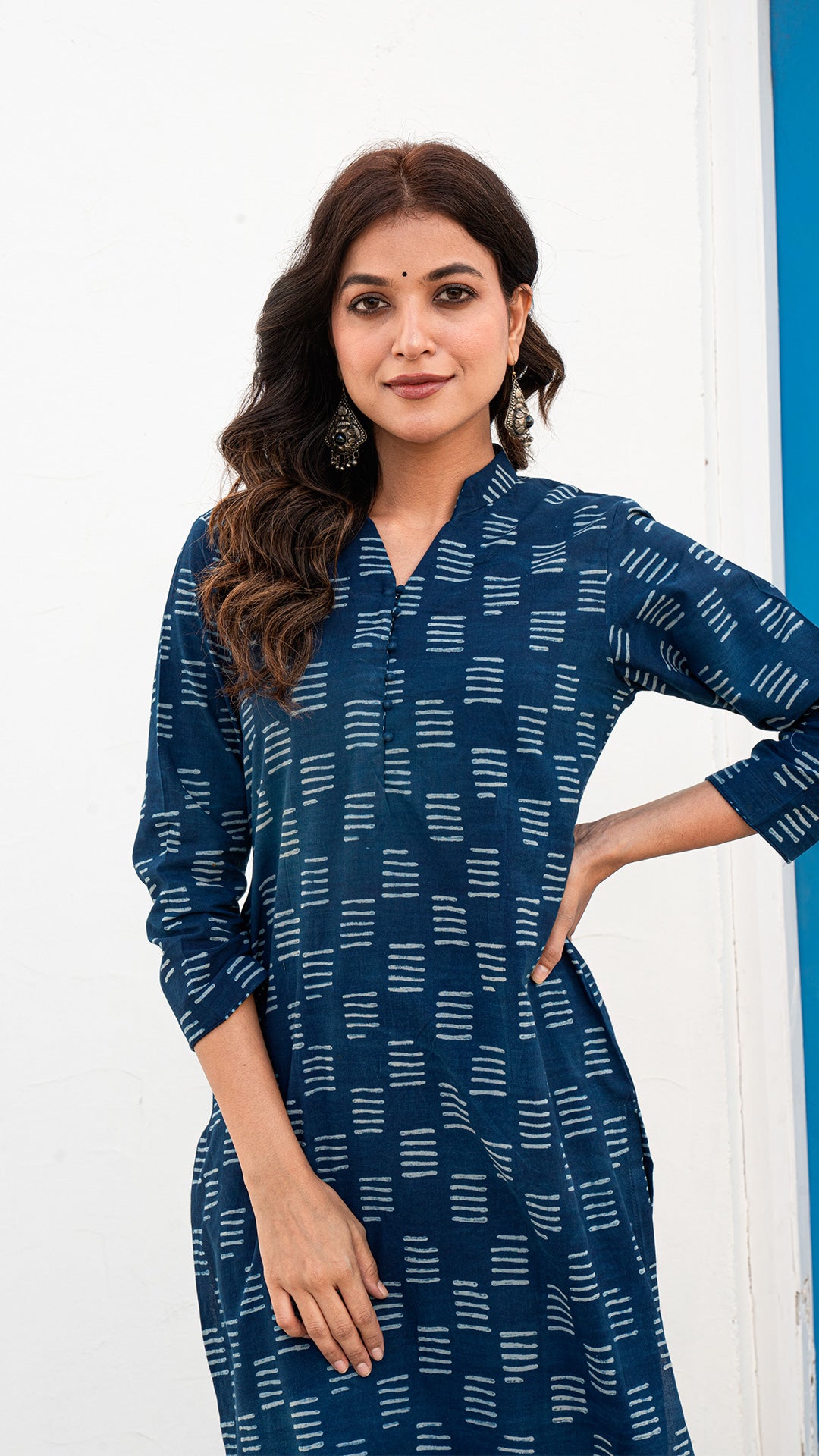 Saha Dabu Block Print Kurta In Indigo