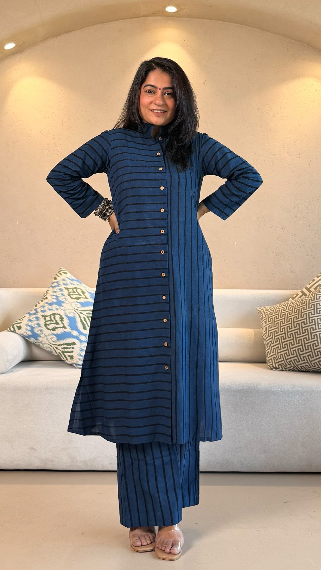Indigo/Black Stripes Ajrakh Cotton Co-ord