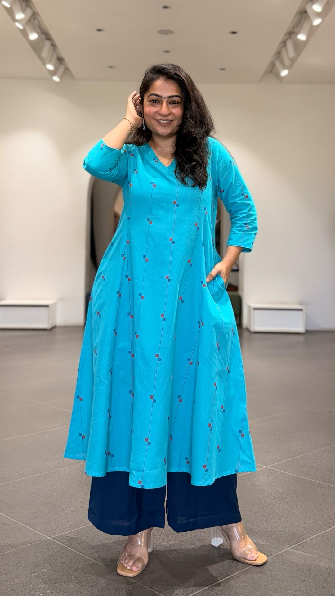 Heloise Handwoven Cotton Kurta - Light Blue