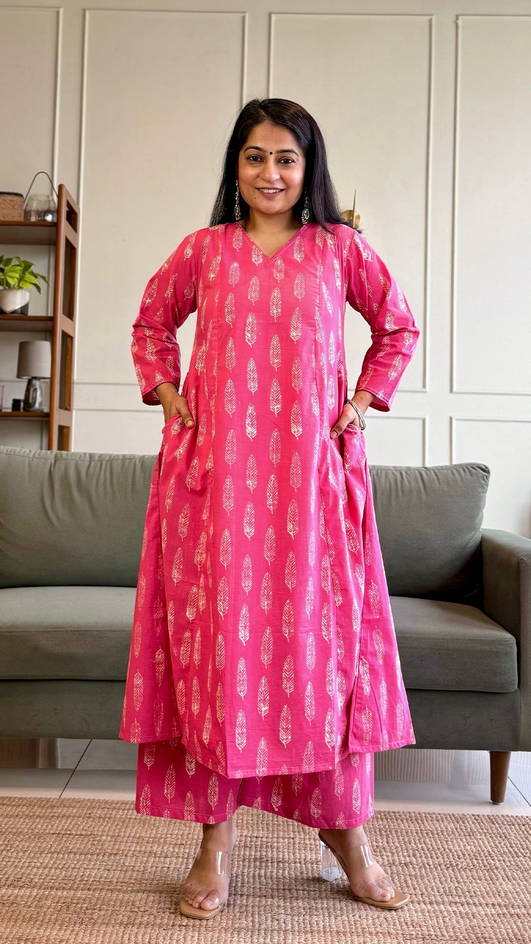 Selena Kali Kurta In Cotton - Pink