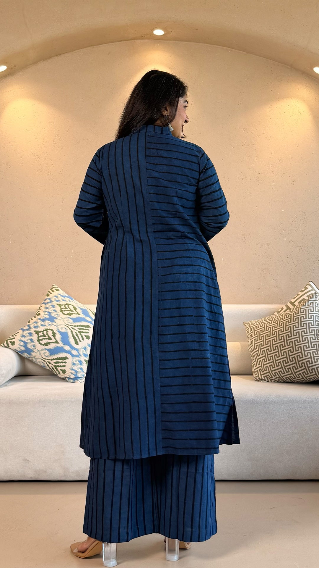 Indigo/Black Stripes Ajrakh Cotton Co-ord