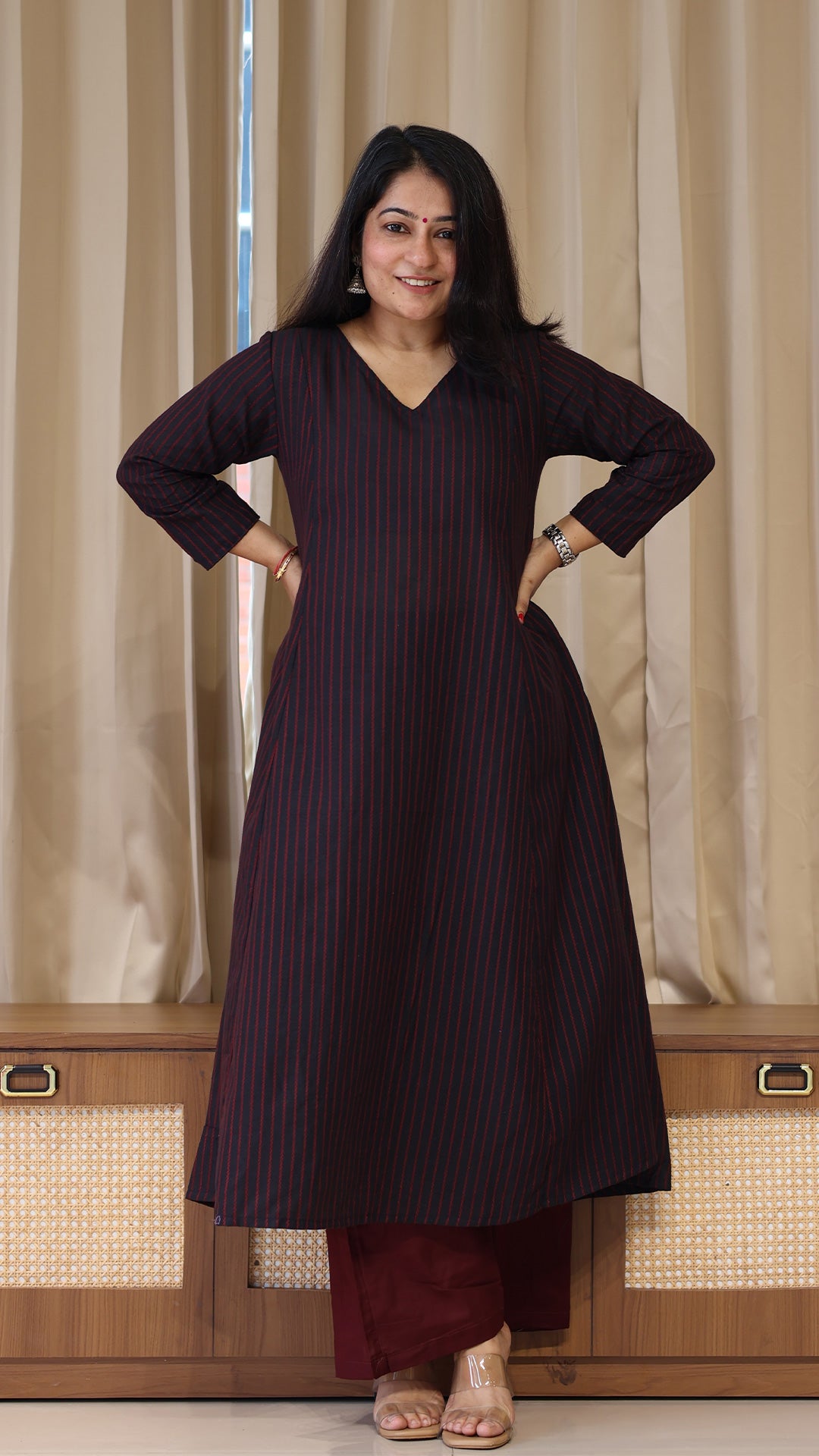 Black Stripes Handwoven Cotton Kurta