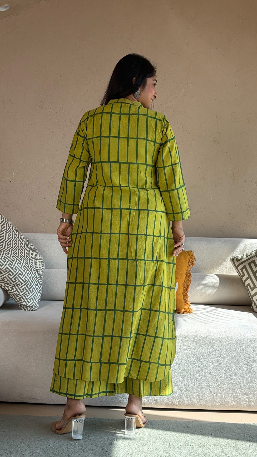 Brinda Ajrakh Handblock Kurta In Cotton - Green