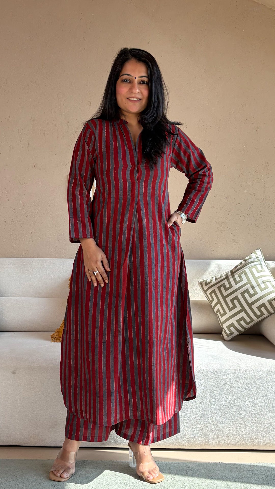 Hridaya Ajrakh Handblock Kurta In Cotton