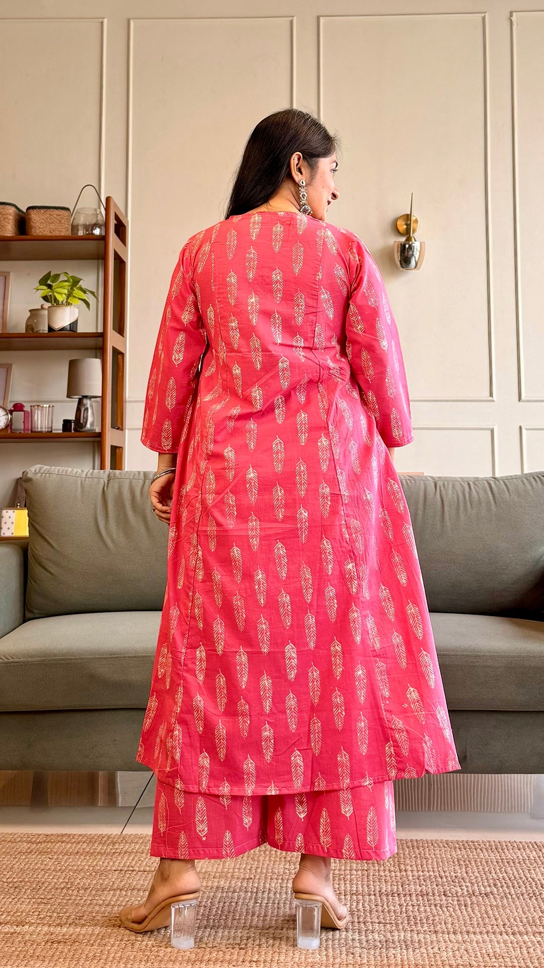 Selena Kali Kurta In Cotton - Pink