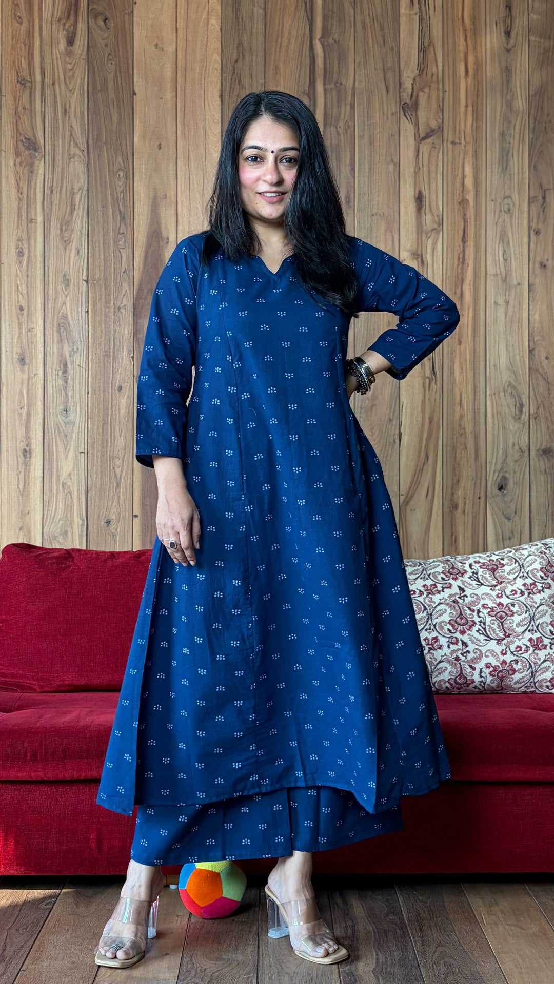 Arvika Dabu Kali Kurta In Cotton - Indigo