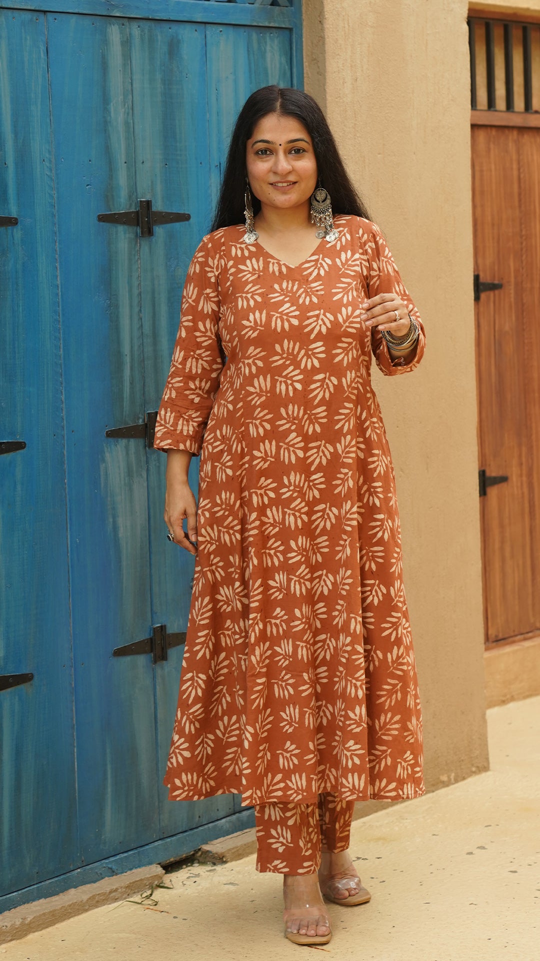 Kavya Patti Design Cotton Kurta - Rust