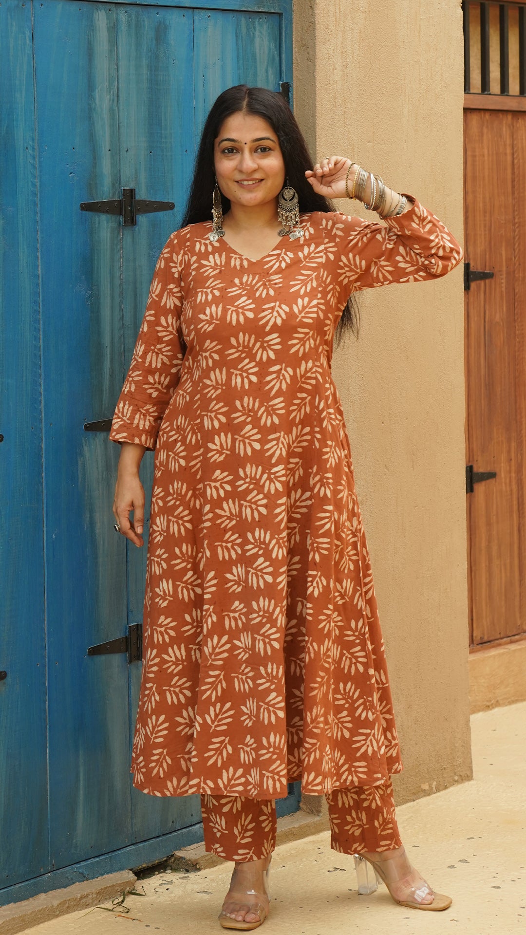 Kavya Patti Design Cotton Kurta - Rust