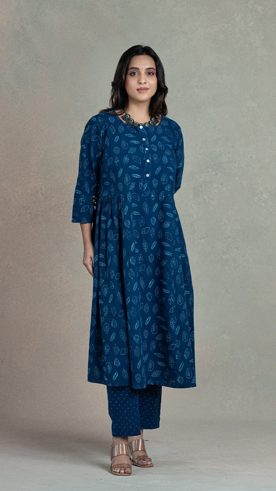 Richa Dabu Hand Block Cotton Kurta - Indigo