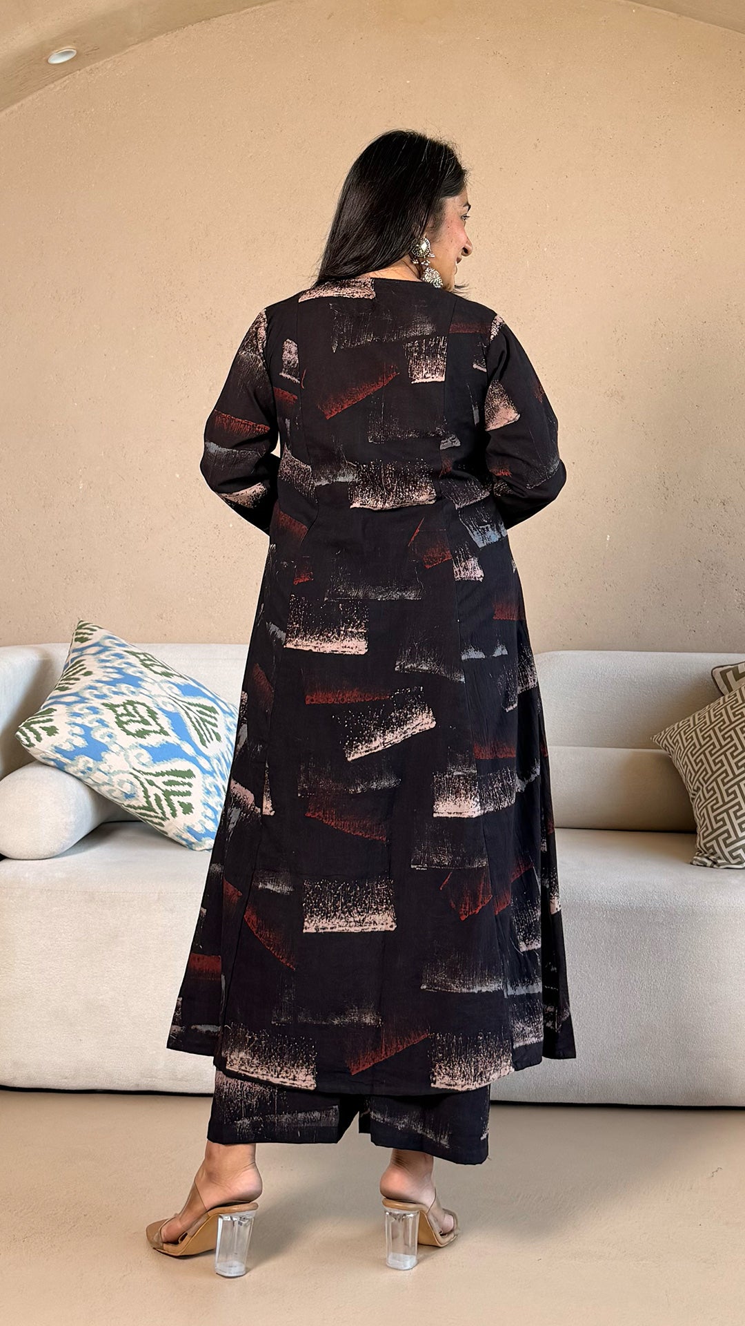 Shubha Ajrakh Cotton Hand Block Kurta - Black