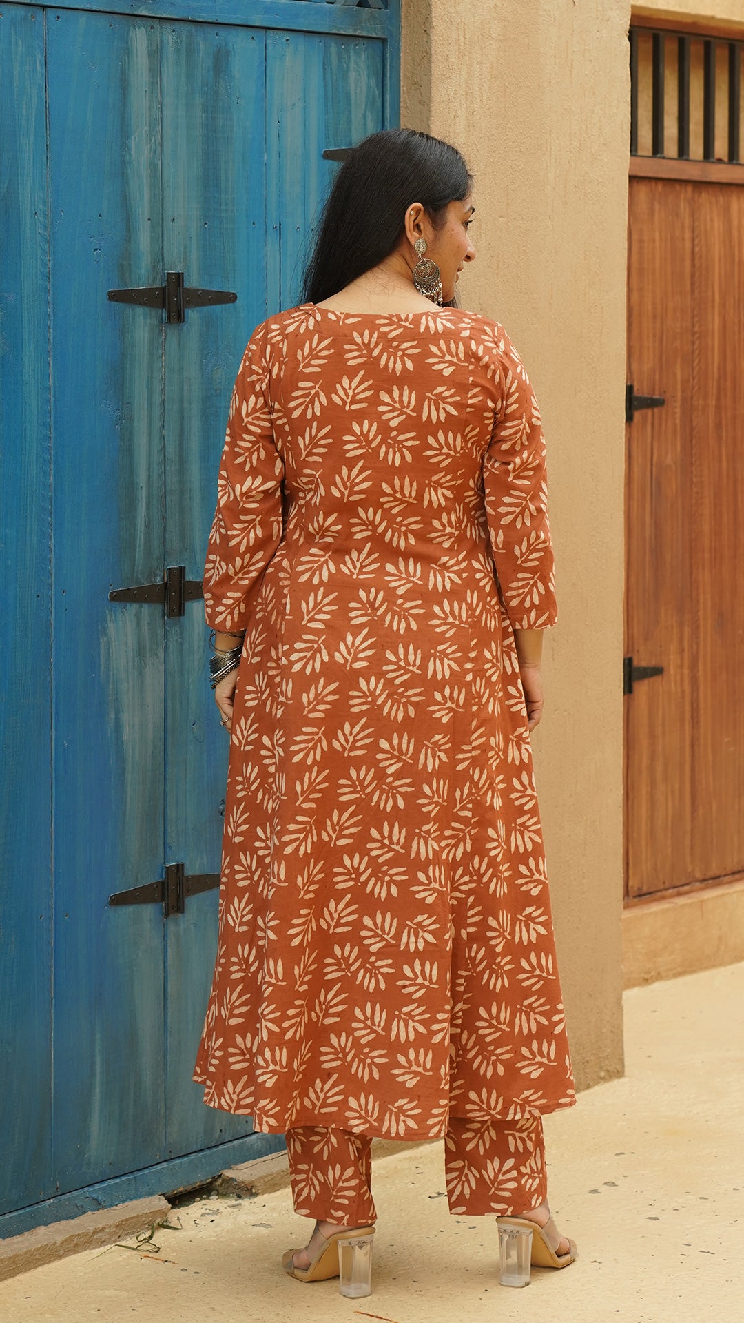 Kavya Patti Design Cotton Kurta - Rust