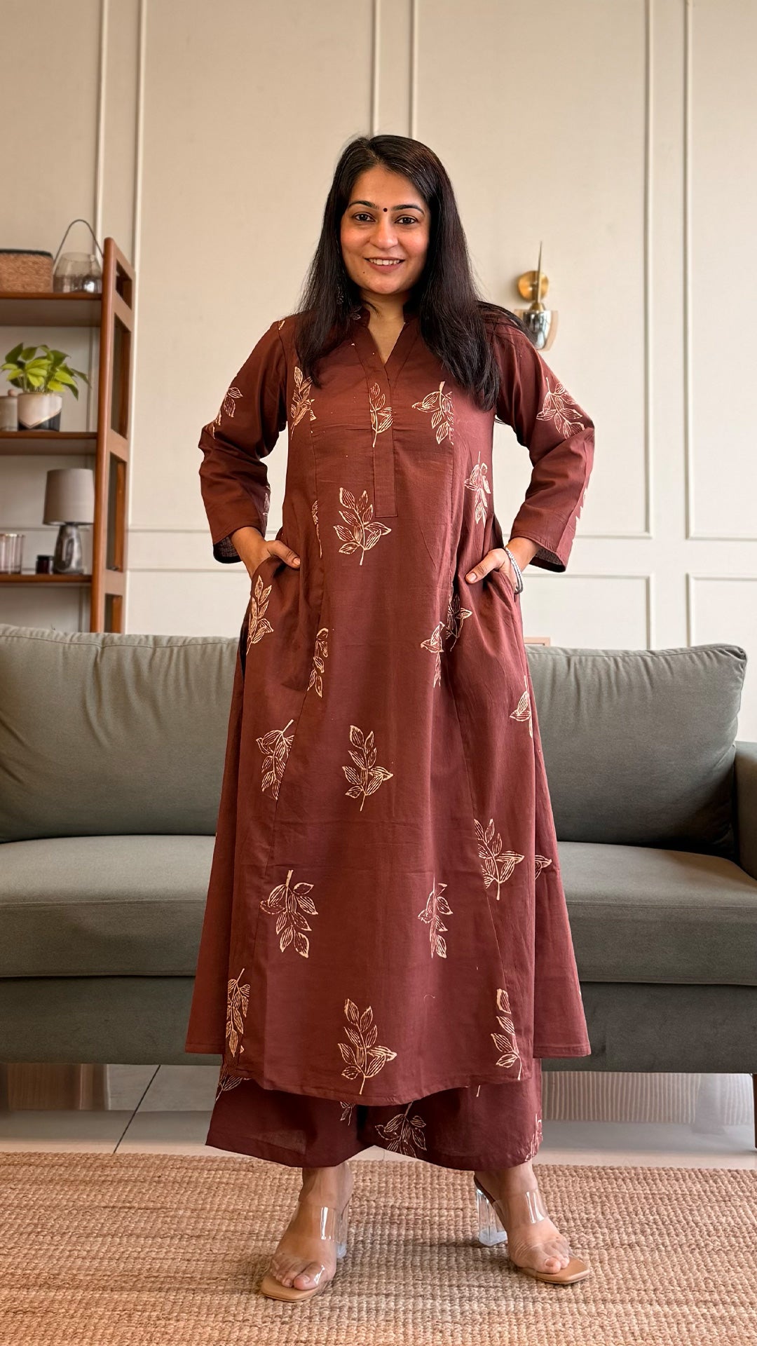 Kim Kali Kurta In Cotton - Brown