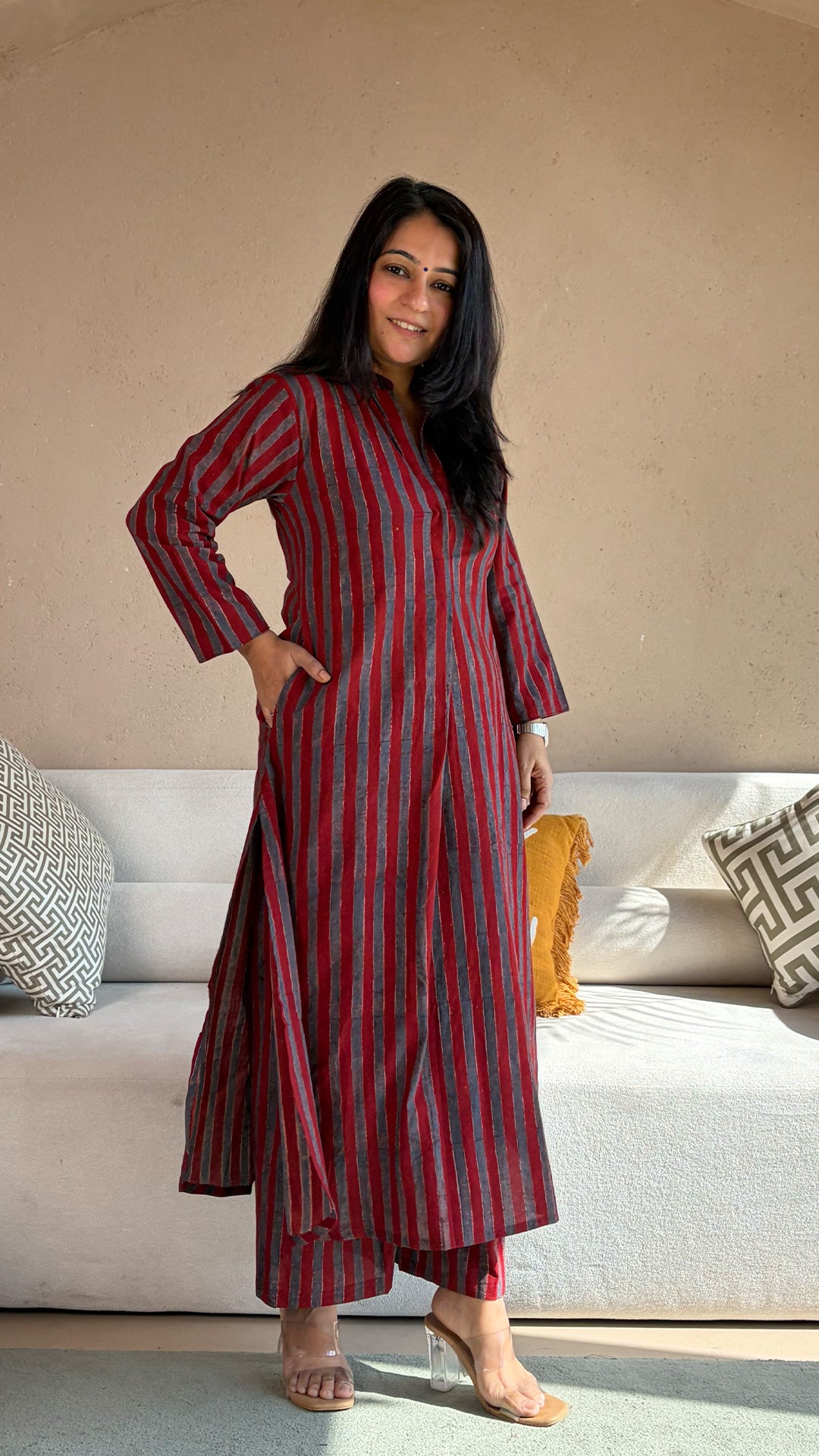 Hridaya Ajrakh Handblock Kurta In Cotton