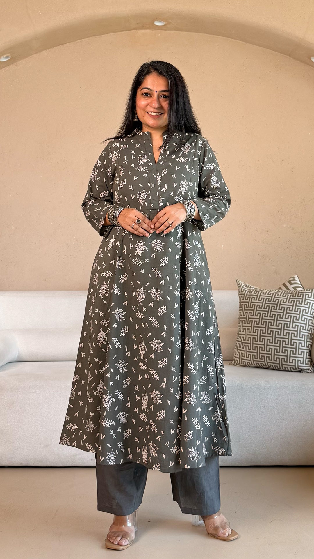 Dhriti Cotton Kurta- Grey