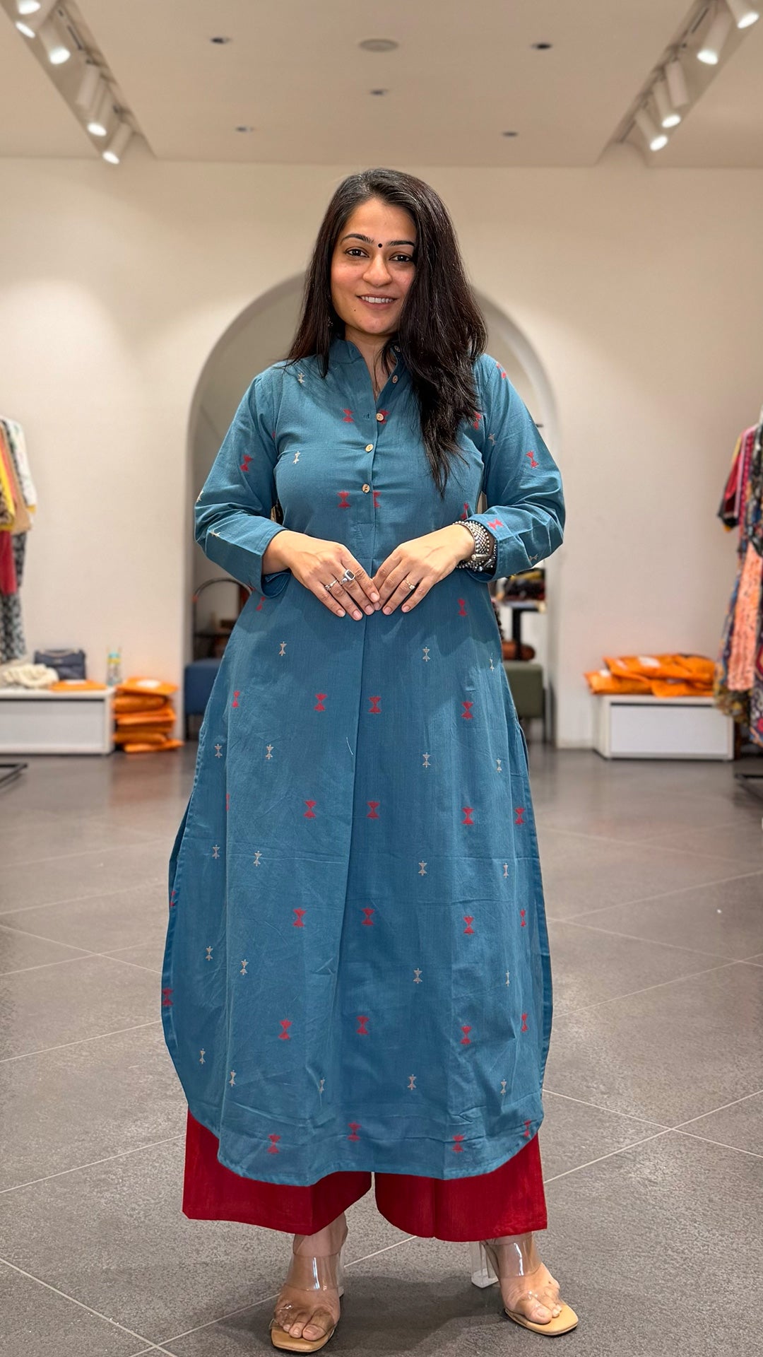 Kahini Blue Hand Woven Cotton Kurta