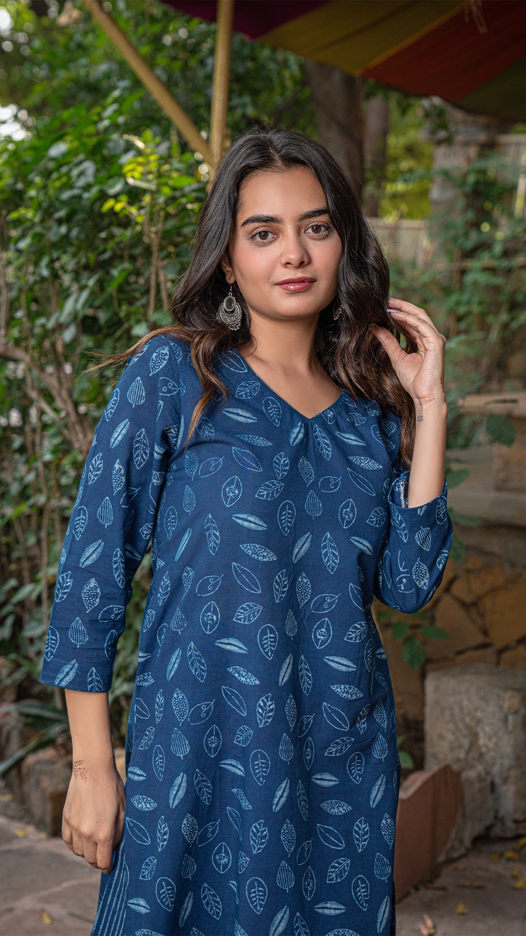 Amruta Dabu Cotton Kurta - Indigo