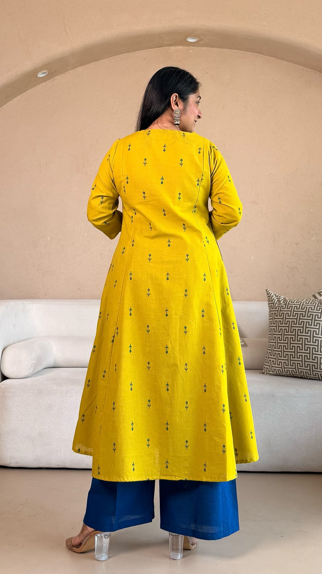 Swasti Handwoven Cotton Kurta - Lemon Green